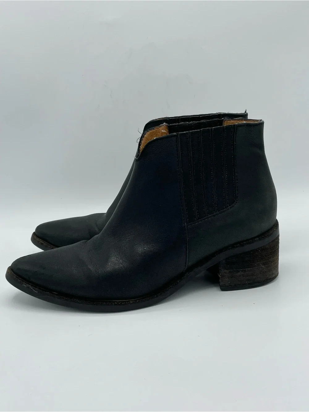 Madewell Jonie Black Leather Western Ankle Boots
